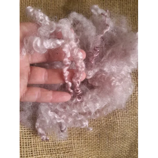 Hand dyed teeswater wool , hand dyed curly wool locks, purple felting wool, pale purple felting wool for felters, felting, doll makers, doll hair, and other fibre arts