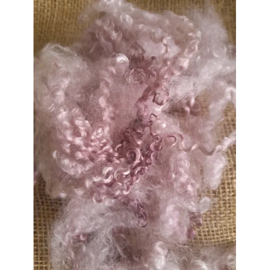 Hand dyed teeswater wool , hand dyed curly wool locks, purple felting wool, pale purple felting wool for felters, felting, doll makers, doll hair, and other fibre arts
