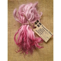 Bright and Light Pink wavy wool locks, Devon and Cornwall Longwool