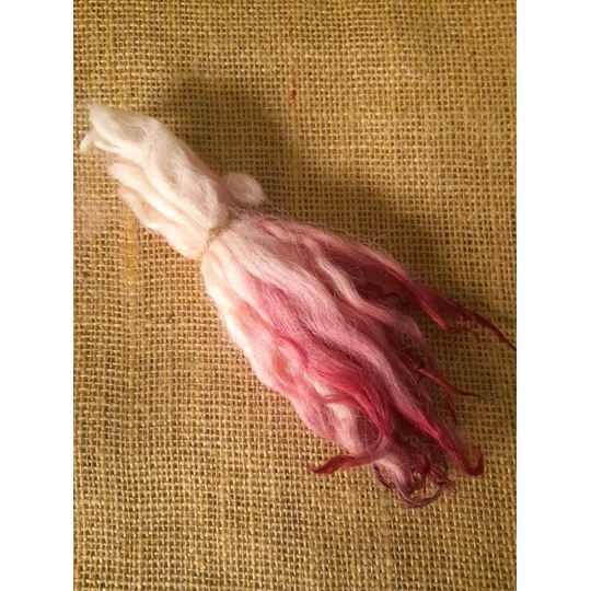 Hand dyed rare breed wool , hand dyed curly wool locks,white faced dartmoor locks , pink hand dyed wool, red hand dyed wool, felting wool for felters, felting, doll makers, doll hair, and other fibre arts