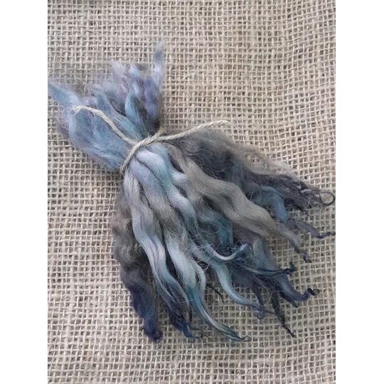 Landscape frosts - brown blue and silver wavy white faced dartmoor wool locks, 7g