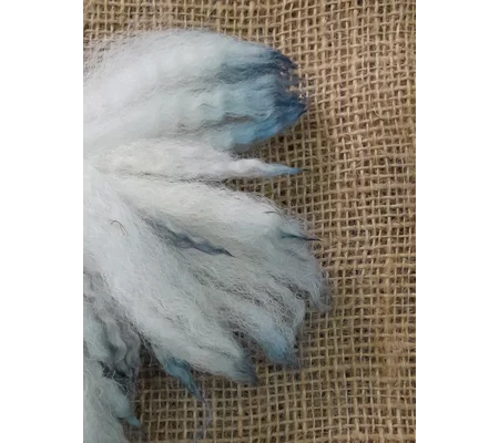 Frosty - natural, blue and silver dip dyed wool locks, 7g