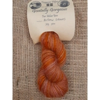 Goatally Gorgeous Pure Mohair Yarn in Hand Dyed in Autumn Dream (v) orange/brown/gold