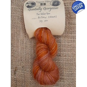 Goatally Gorgeous Pure Mohair Yarn in Hand Dyed in Autumn Dream (v) orange/brown/gold