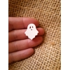 miniature white wood ghost bead