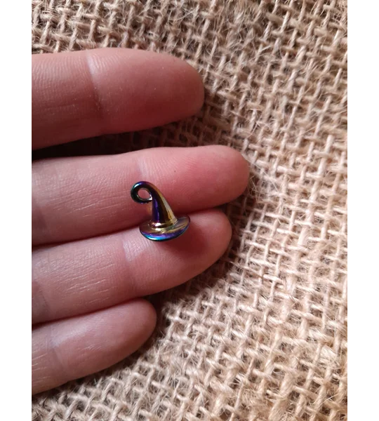 miniature metal rainbow colour witches or wizard hat
