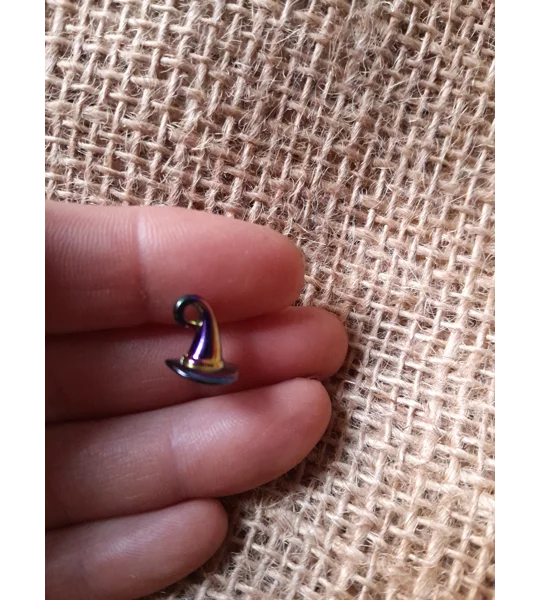 miniature metal rainbow colour witches or wizard hat