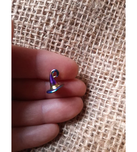 miniature metal rainbow colour witches or wizard hat