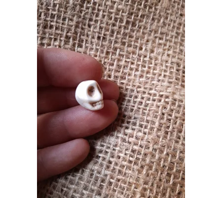 miniature stone skull bead