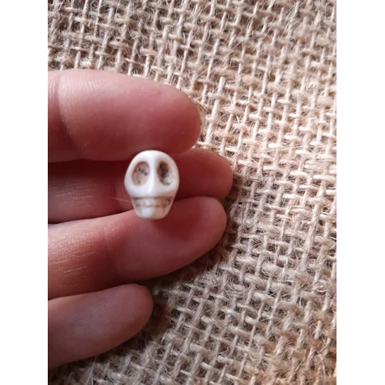 miniature stone skull bead