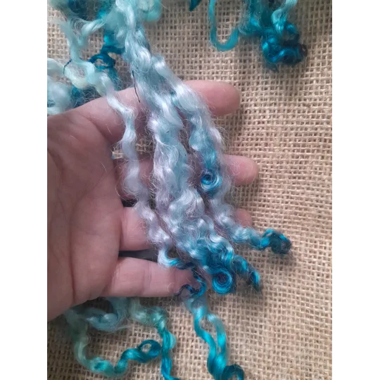 teal aqua teeswater wool and locks 10g