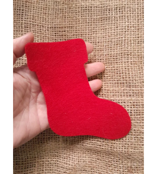 red felt stocking, red prefelt shapes, felt shapes, prefelt shapes, red felt