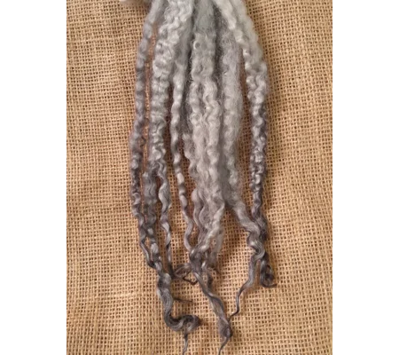 Silver / Grey Masham Curly wool Locks, approx 8-12", 10g