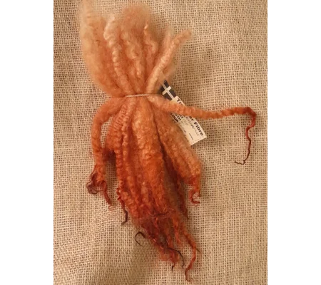 Mule - Blue Faced Leicester x swaledale, hand dyed ginger- 10g bunch wool locks