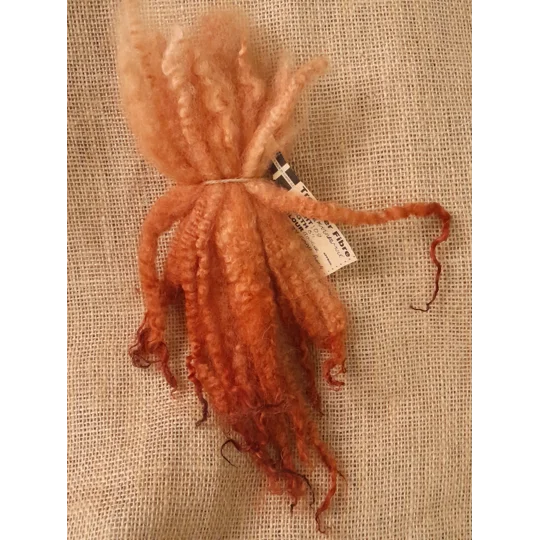Mule - Blue Faced Leicester x swaledale, hand dyed ginger- 10g bunch wool locks