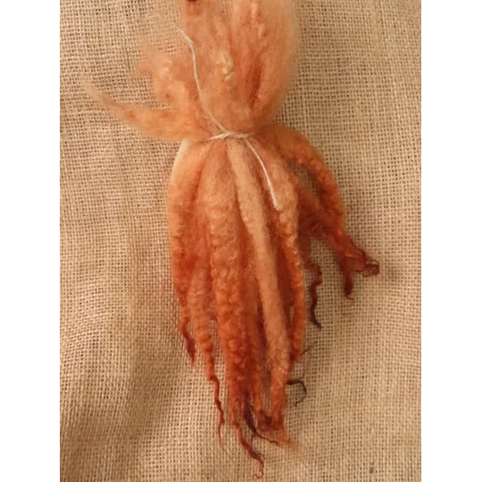Mule - Blue Faced Leicester x swaledale, hand dyed ginger- 10g bunch wool locks