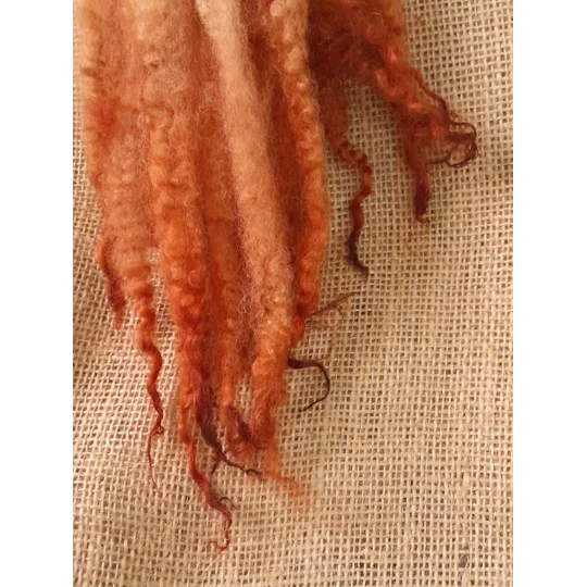 Mule - Blue Faced Leicester x swaledale, hand dyed ginger- 10g bunch wool locks