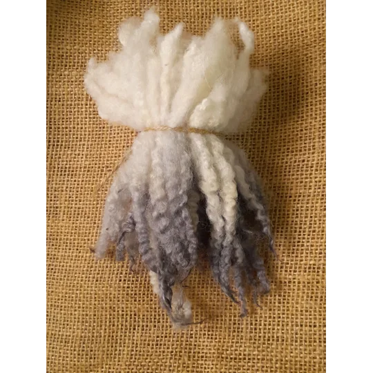 Grey/silver natural dip dyed Blue Faced Leicester wool locks 10g