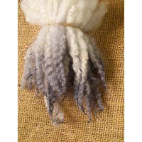 Grey/silver natural dip dyed Blue Faced Leicester wool locks 10g