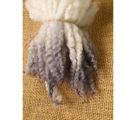 Grey/silver natural dip dyed Blue Faced Leicester wool locks 10g