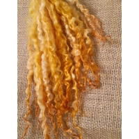 Sunny yellow and orange  Masham Curly wool Locks, approx  8-12
