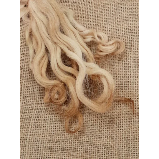 honey blonde locks, wool locks, doll hair locks, curly wool locks, curly wool