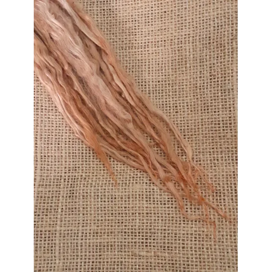 Suri Alpaca locks, 10g, strawberry blonde mix, 9-12" locks, hand dyed, washed. 10g
