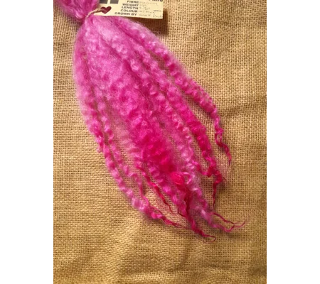 Hot Pink Masham Curly wool Locks, approx 9 - 13" 10g bunch