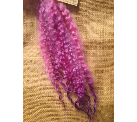 Pink and Purple Masham Curly wool Locks, approx 9 - 13" 10g bunch