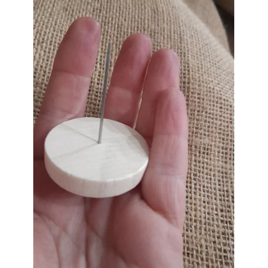 Wood stand for felted miniatures, single pin