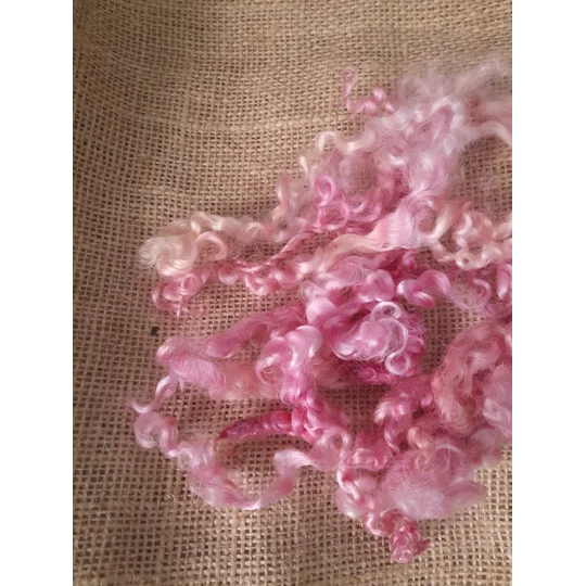Mixed Pinks with gold and blonde Teeswater Curly wool, 10g (v)