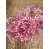 Mixed Pinks with gold and blonde Teeswater Curly wool, 10g (v)