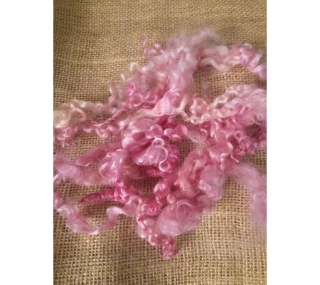 Mixed Pinks with gold and blonde Teeswater Curly wool, 10g (v)