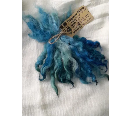 Marine / Ocean blue green dip Devon and Cornwall Longwool, wool locks10g