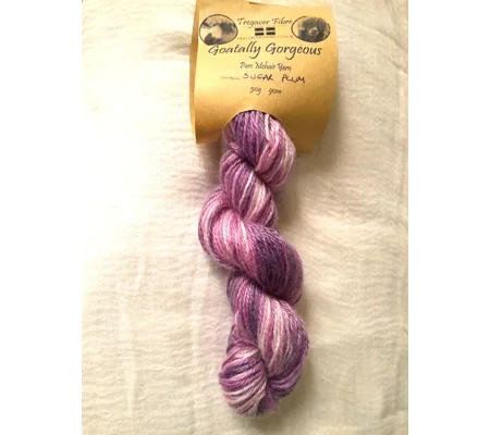 Goatally Gorgeous Pure Mohair Yarn, Hand Dyed in sugar plum - purple and pinks (v)