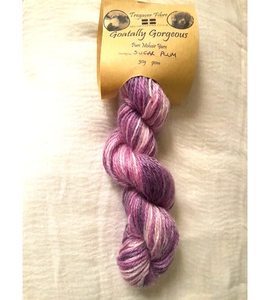 hand dyed yarn, mohair yarn, non synthetic yarn, pink yarn, purple yarn.