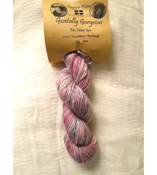hand dyed yarn, mohair yarn, non synthetic yarn, pink yarn, purple yarn.