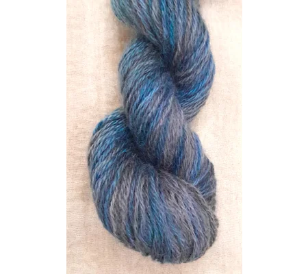Goatally Gorgeous Pure Mohair Yarn, Hand Dyed in blue and dark grey (v)