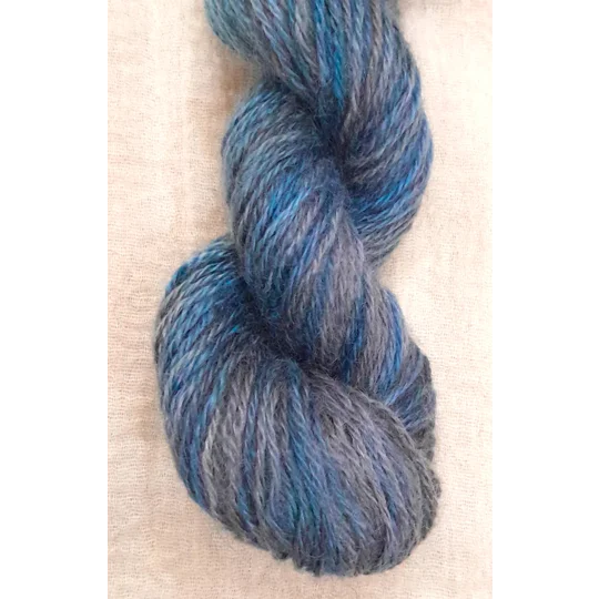 blue yarn, grey blue yarn, gray blue yarn, hand dyed yarn, non synthetic yarn, mohair yarn