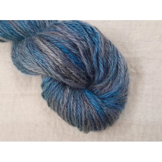 blue yarn, grey blue yarn, gray blue yarn, hand dyed yarn, non synthetic yarn, mohair yarn