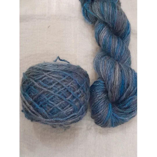 blue yarn, grey blue yarn, gray blue yarn, hand dyed yarn, non synthetic yarn, mohair yarn
