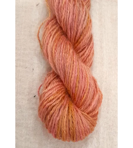 orange yarn, pink yarn, peach yarn, hand dyed yarn, mohair yarn, non synthetic yarn,