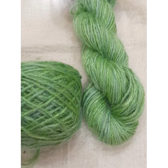 Goatally Gorgeous Pure Mohair Yarn, Hand Dyed in apple green tones (v)