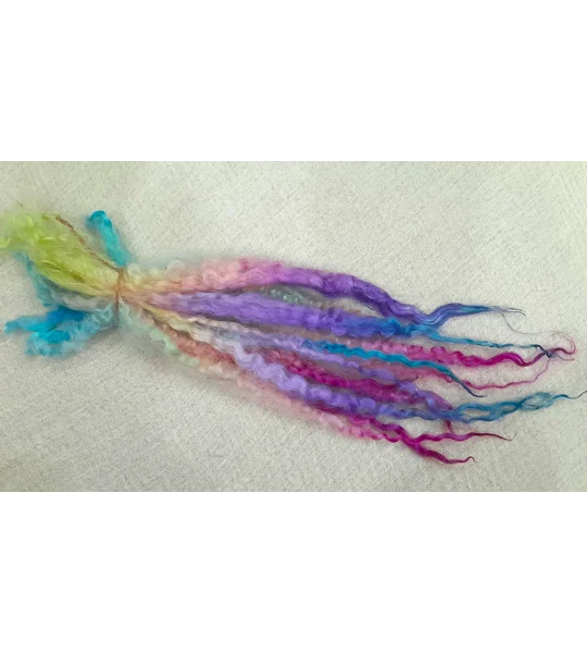 rainbow wool, felting wool, rainbow locks, spinning, weaving, wet felting, needle felting supplies, fibre art supplies, rainbow fibres, rainbow doll hair, doll hair supplies