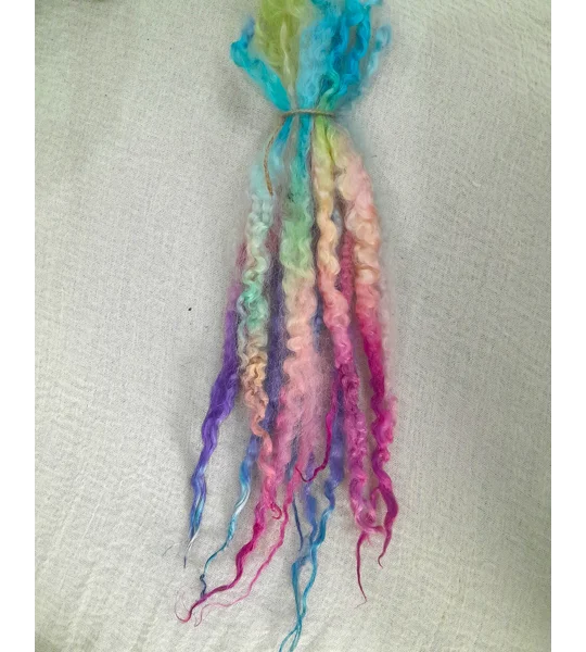 rainbow wool, felting wool, rainbow locks, spinning, weaving, wet felting, needle felting supplies, fibre art supplies, rainbow fibres, rainbow doll hair, doll hair supplies