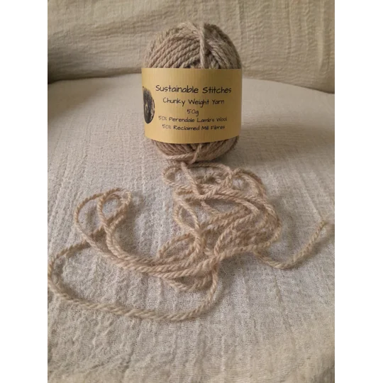 Sustainable Stitches - Chunky Caramel Yarn - 50% lambs wool, 50% reclaimed fibre