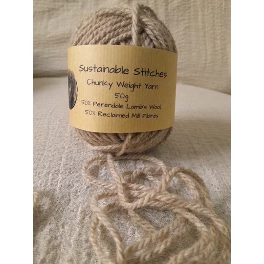 Sustainable Stitches - Chunky Caramel Yarn - 50% lambs wool, 50% reclaimed fibre