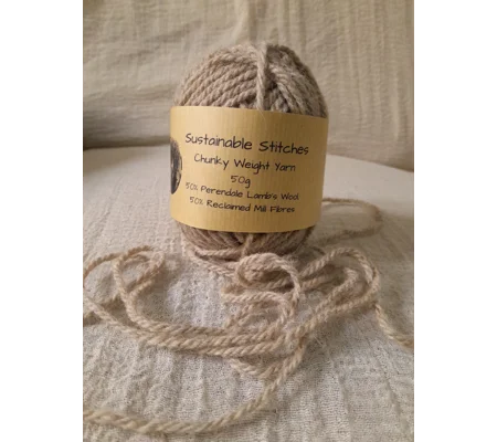 Sustainable Stitches - Chunky Caramel Yarn - 50% lambs wool, 50% reclaimed fibre