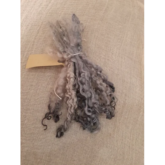 silver doll hair, grey doll hair, grey wool locks, silver wool locks, locks for felting, felting supplies, doll making supplies, doll hair, spinning , weaving, needle felting