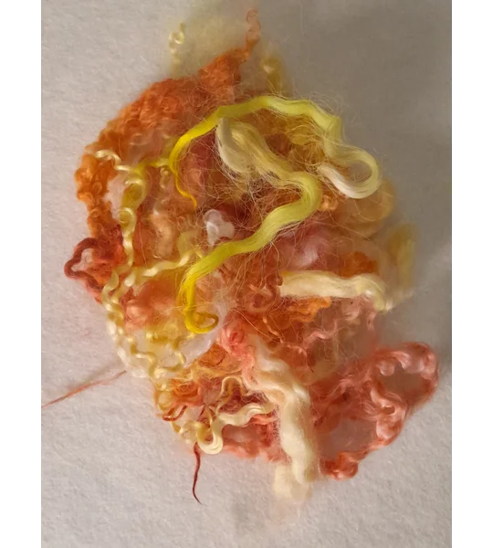 Mixed breeds curly wool, 10g Yellows and Oranges